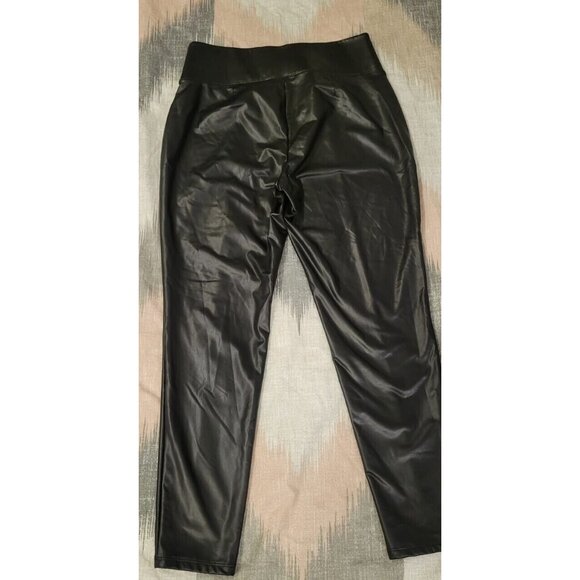 Nine West Black Leather Skinny Leg Pants High Weist Moto Bottoms Womens Size L - Picture 2 of 8